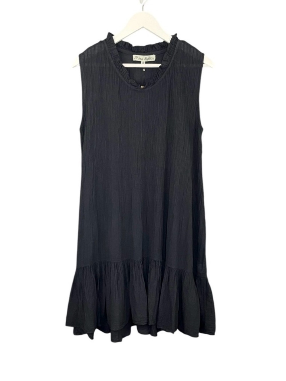 JP and Mattie Marceline Dress Black Sleeveless Pintucks Ruffles NWT